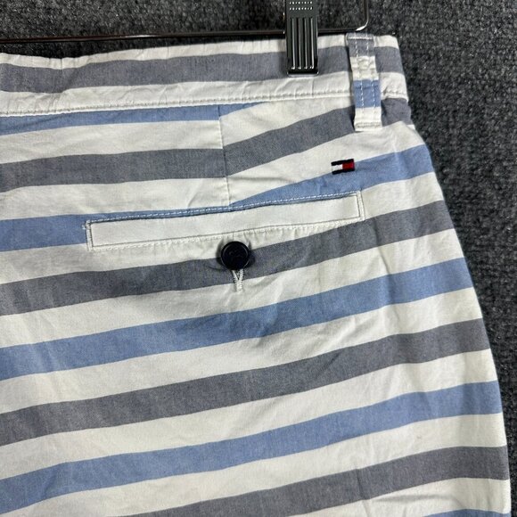Tommy Hilfiger Shorts Mens 34 Custom Fit Blue White Cotton Stretch Stripe Pocket - Picture 9 of 9